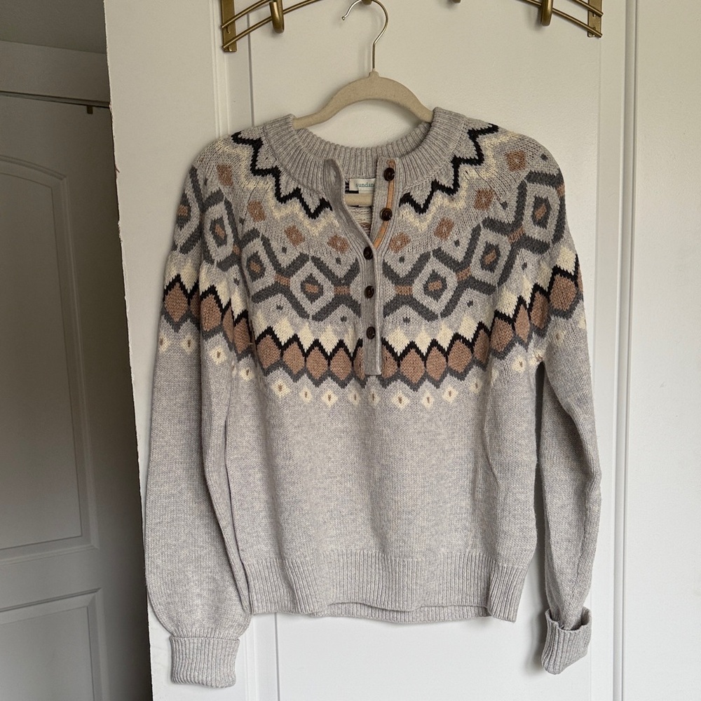 Gray Fair Isle Knit Sweater Sundance Catalog